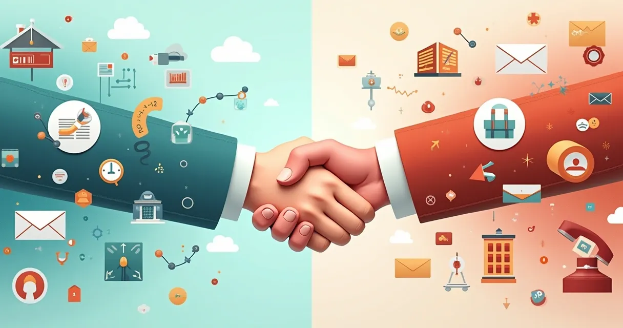 Comparação visual entre estratégias inbound e outbound marketing na área de vendas B2B 