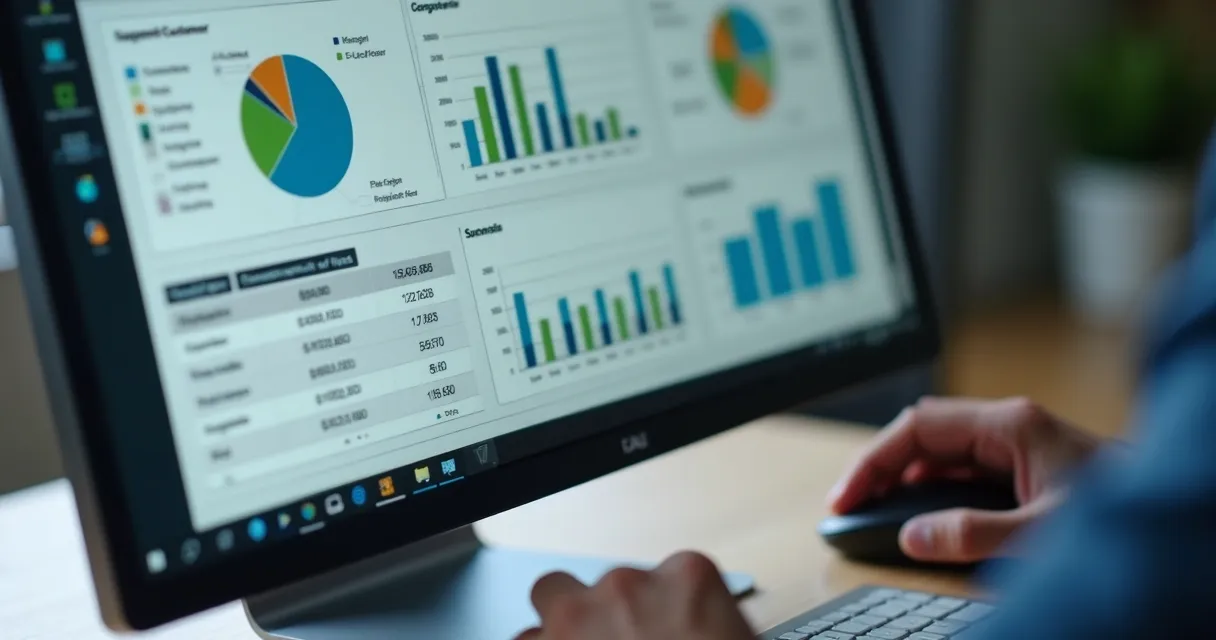 Tela de computador exibindo dados segmentados de clientes 