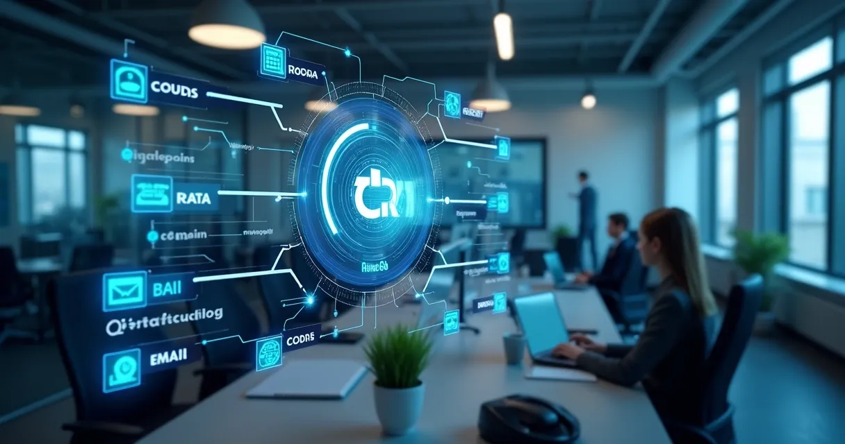 Sistema CRM digital conectado a várias fontes de dados e enriquecendo contatos 