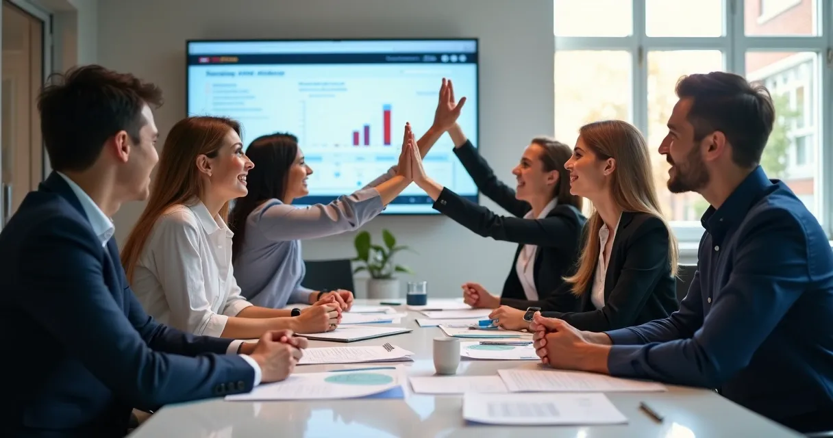 Equipe de vendas engajada em sessão de treinamento