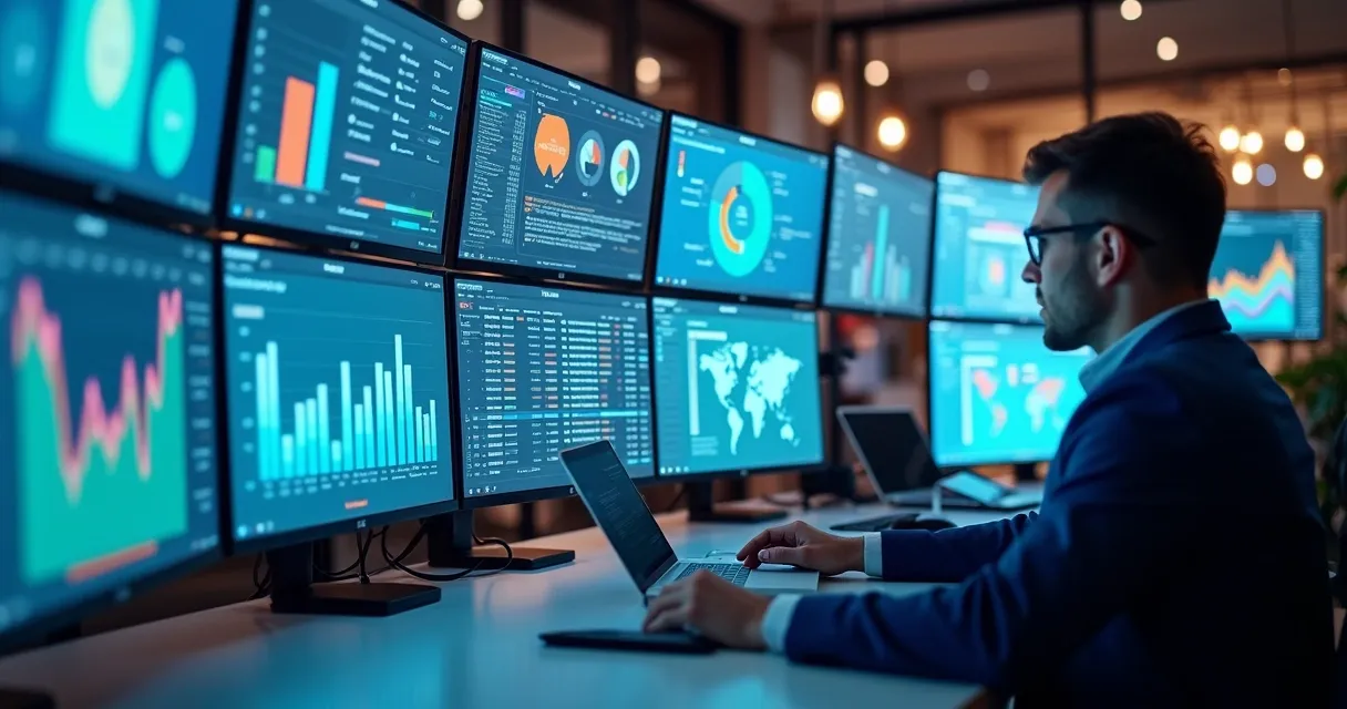 Painel com diversas ferramentas digitais para vendas, dados e contratos 