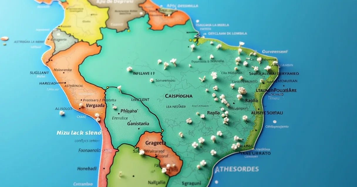 Dados cadastrais aparecendo como pontos destacados sobre mapa do Brasil 
