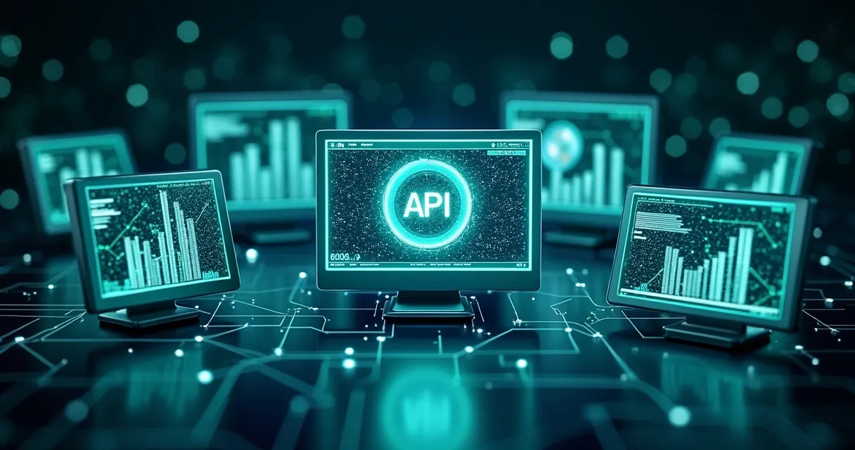 Vários sistemas empresariais conectados por APIs 
