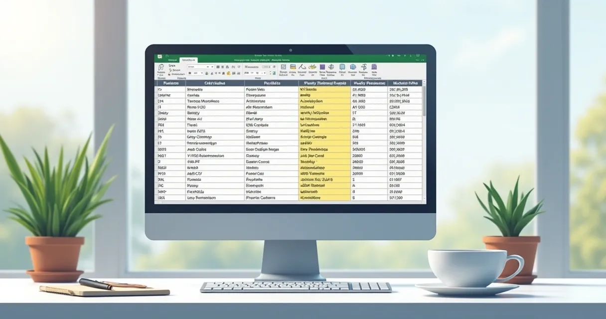 Planilha com nomes, e-mails e telefones visíveis na tela 