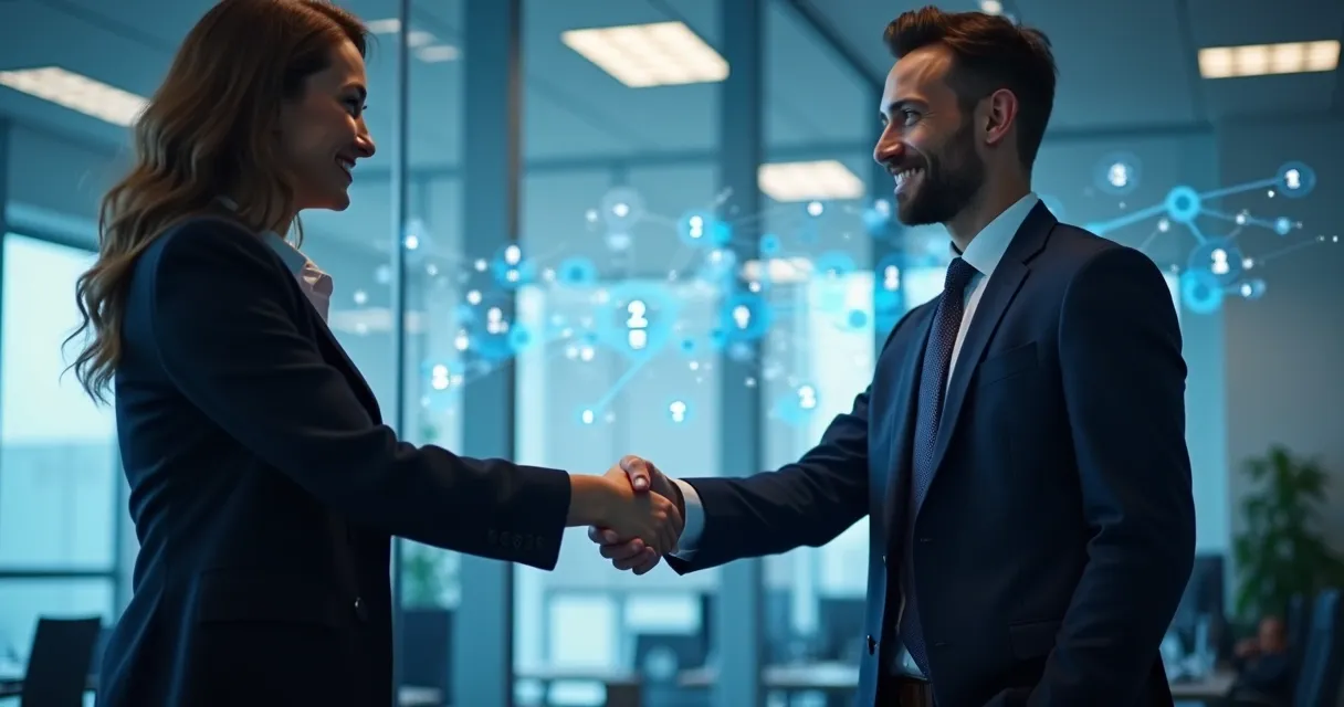 Duas pessoas cumprimentando-se após networking LinkedIn 