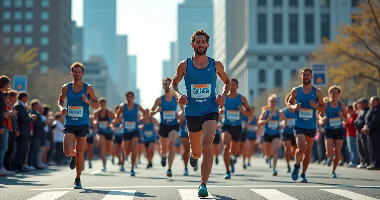 Equipe de vendas correndo em uma maratona simbolizando prospecção no LinkedIn 
