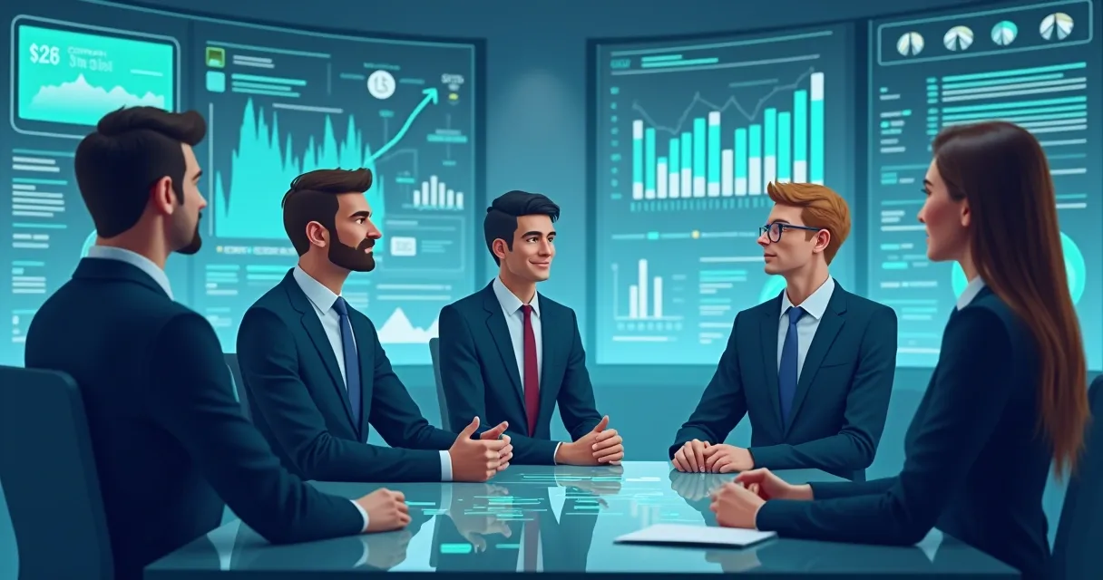 Perfil de cliente ideal representado por vários avatares empresariais e gráficos 
