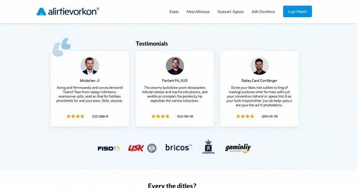 Sessão de provas sociais em uma landing page B2B 