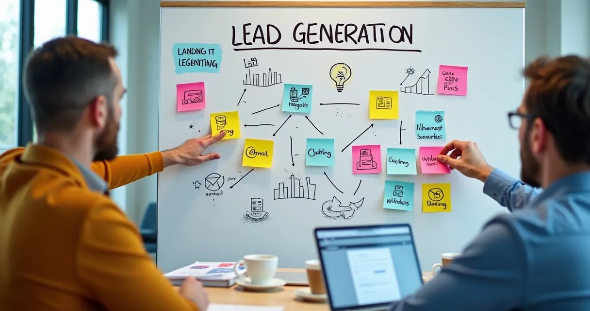 Quadro branco com as 7 táticas de geração de leads em destaque 