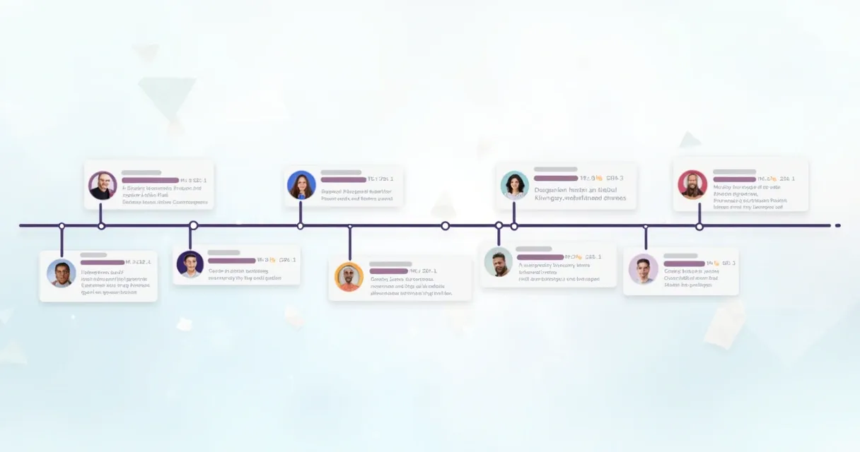 Linha do tempo mostrando interações de contato em diferentes canais 