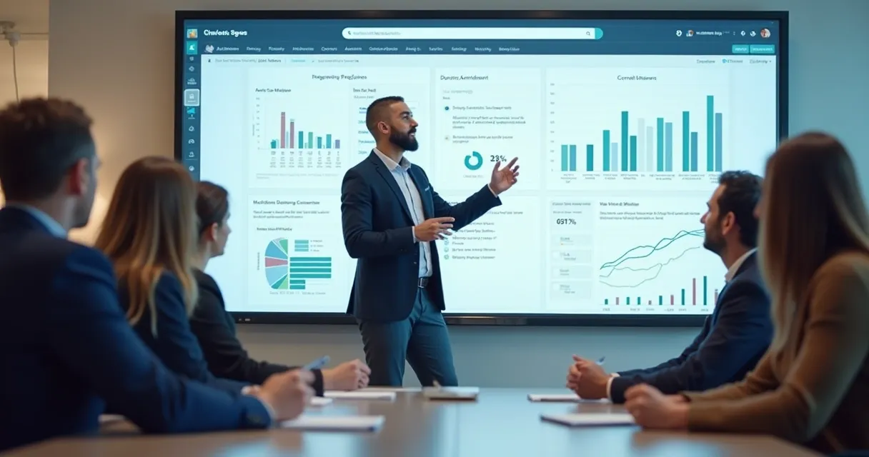 Time comercial recebendo treinamento sobre CRM 