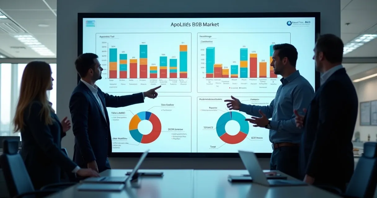 Análise gráfica mostrando TAM, SAM, SOM para um mercado B2B
