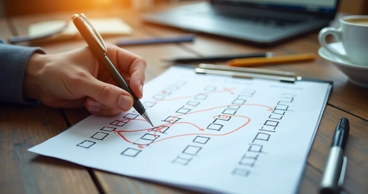 Checklist de pipeline de vendas revisado em papel