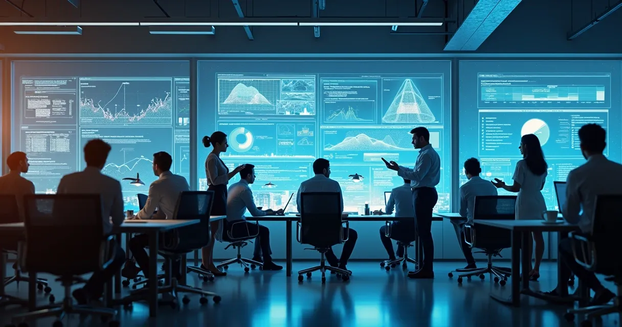 Futuro do LDR com tecnologia avançada e equipe conectada