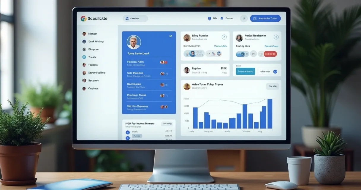 Painel de CRM com dados de leads e automação de vendas