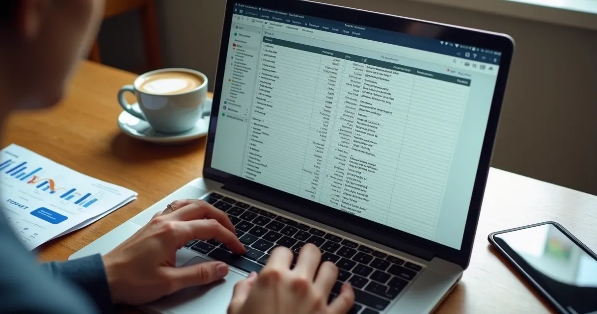 Planilha aberta no notebook com dados industriais organizados 