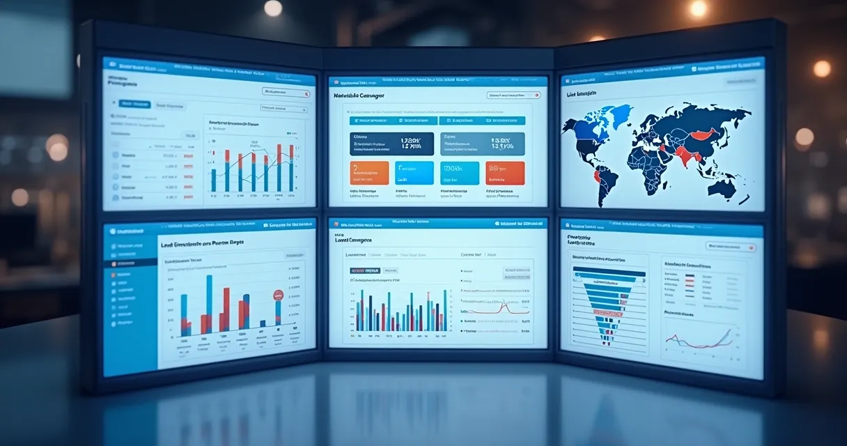 Tela de plataforma all-in-one com funções de prospecção, enriquecimento, campanhas e CRM