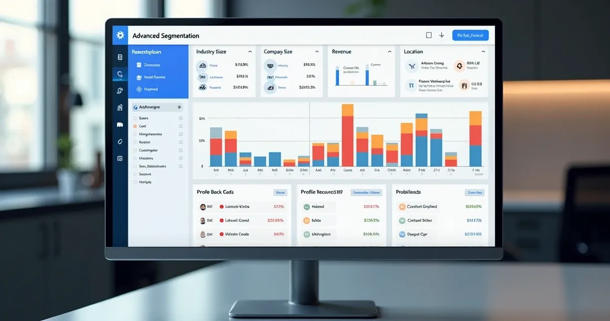 Tela de filtro avançado com categorias de segmentação de leads