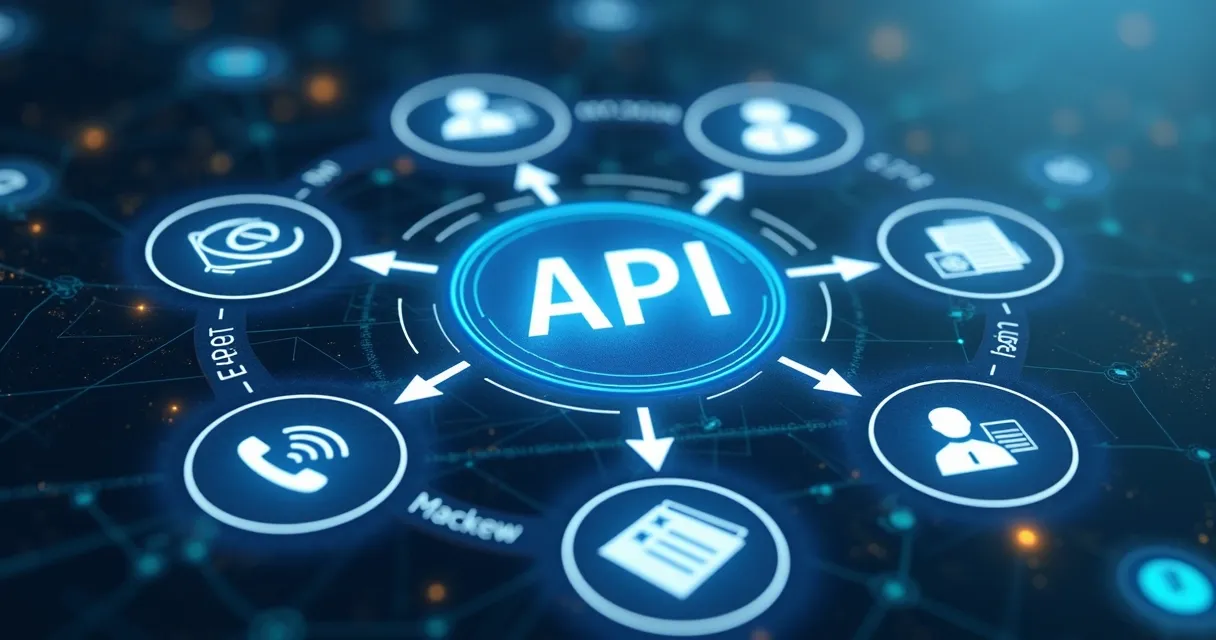 Diagrama de integração de API de dados com vários sistemas 