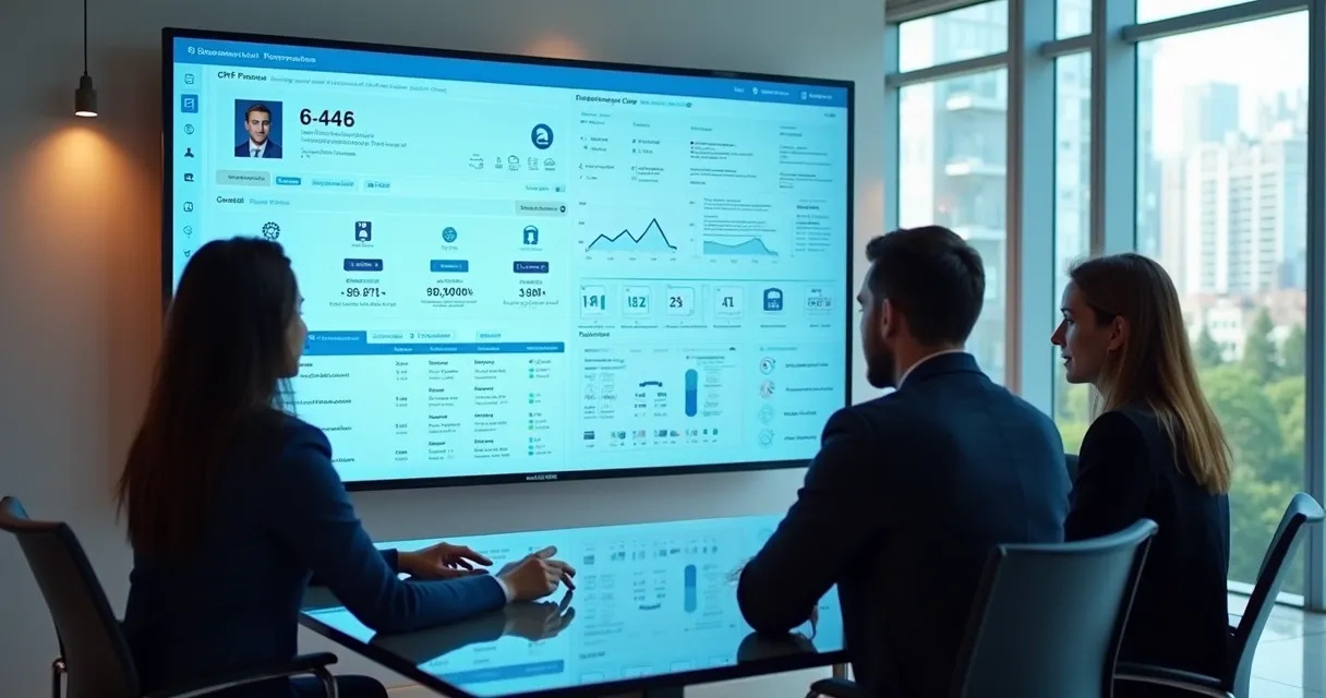 Painel digital de consulta de CPF em ambiente corporativo