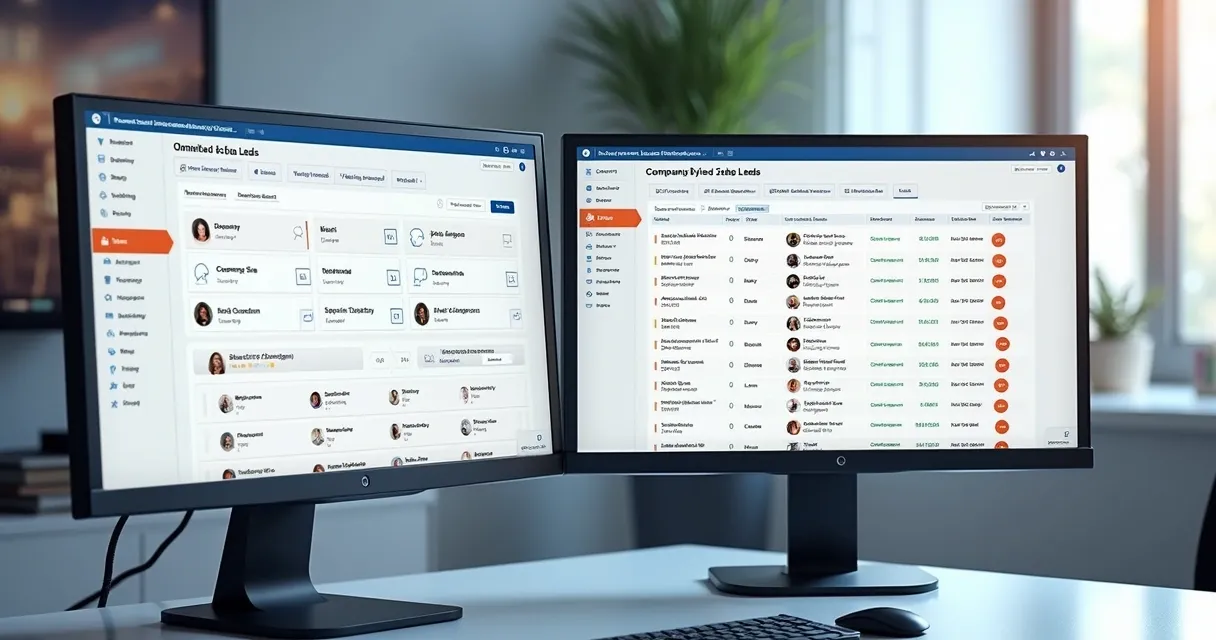Lista segmentada de leads exibida em tela digital