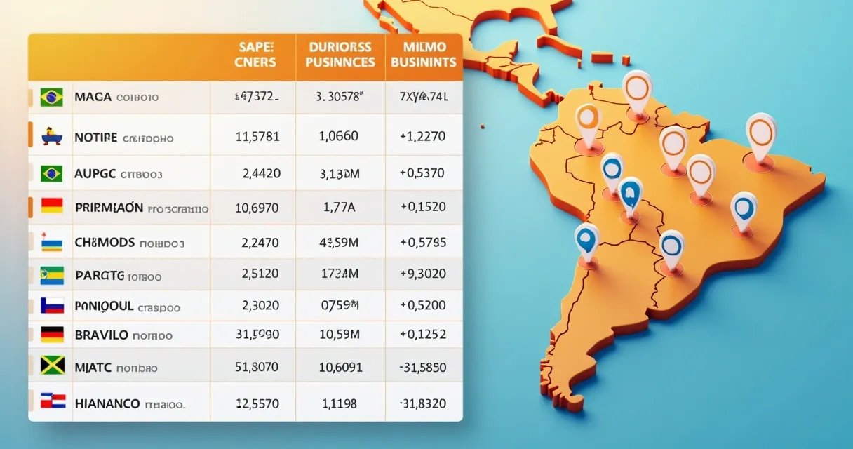 Matriz de dados com nomes e dados de empresas ao lado de um mapa de uma cidade