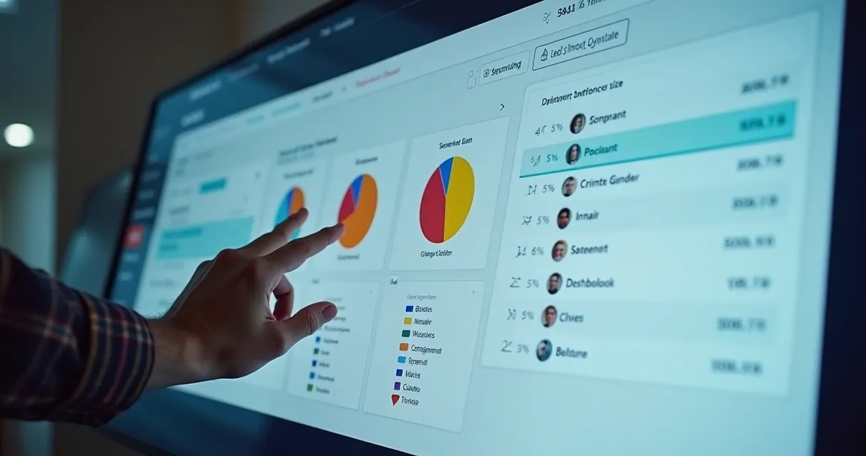 Painel digital com filtros e lista de leads empresariais 