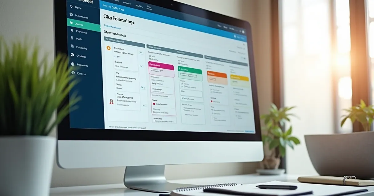 Tela de CRM mostrando estágio de follow-up e respostas de objeções 