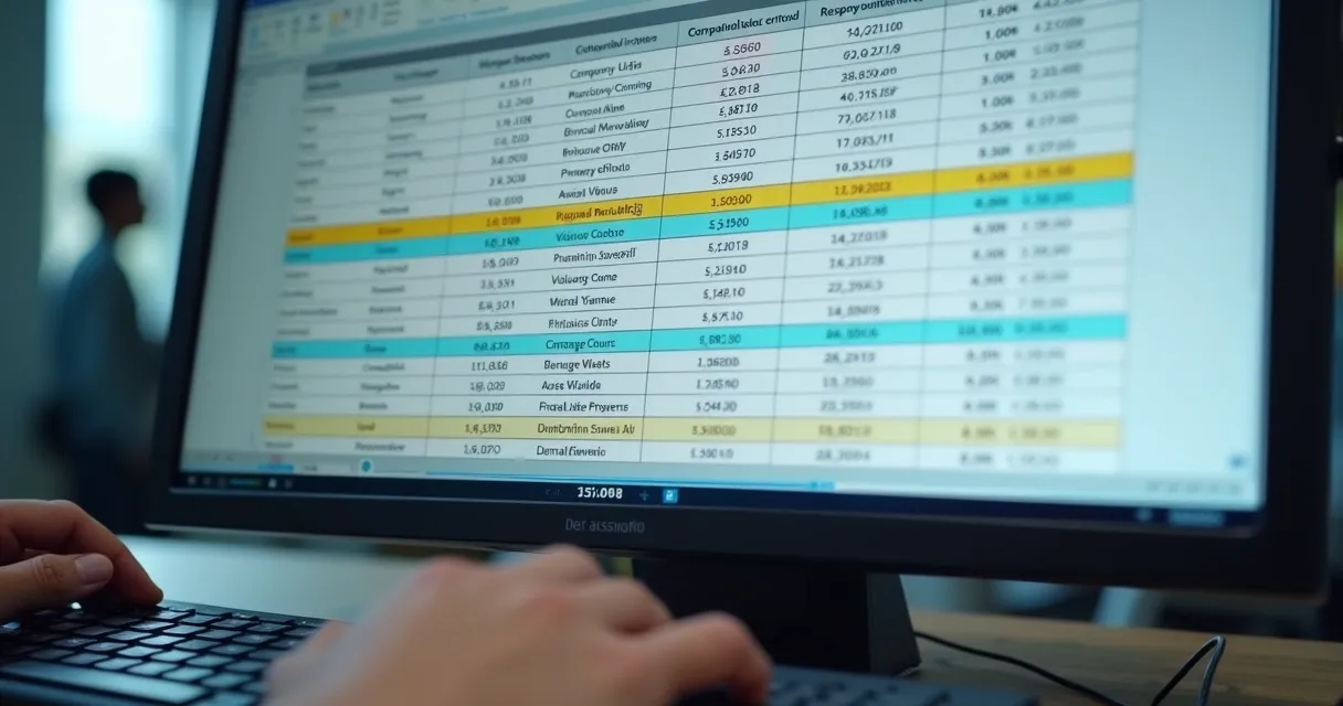 Tela de computador com lista de leads B2B qualificados em planilha 