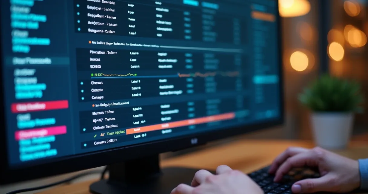 Lista segmentada de empresas em tela de computador 
