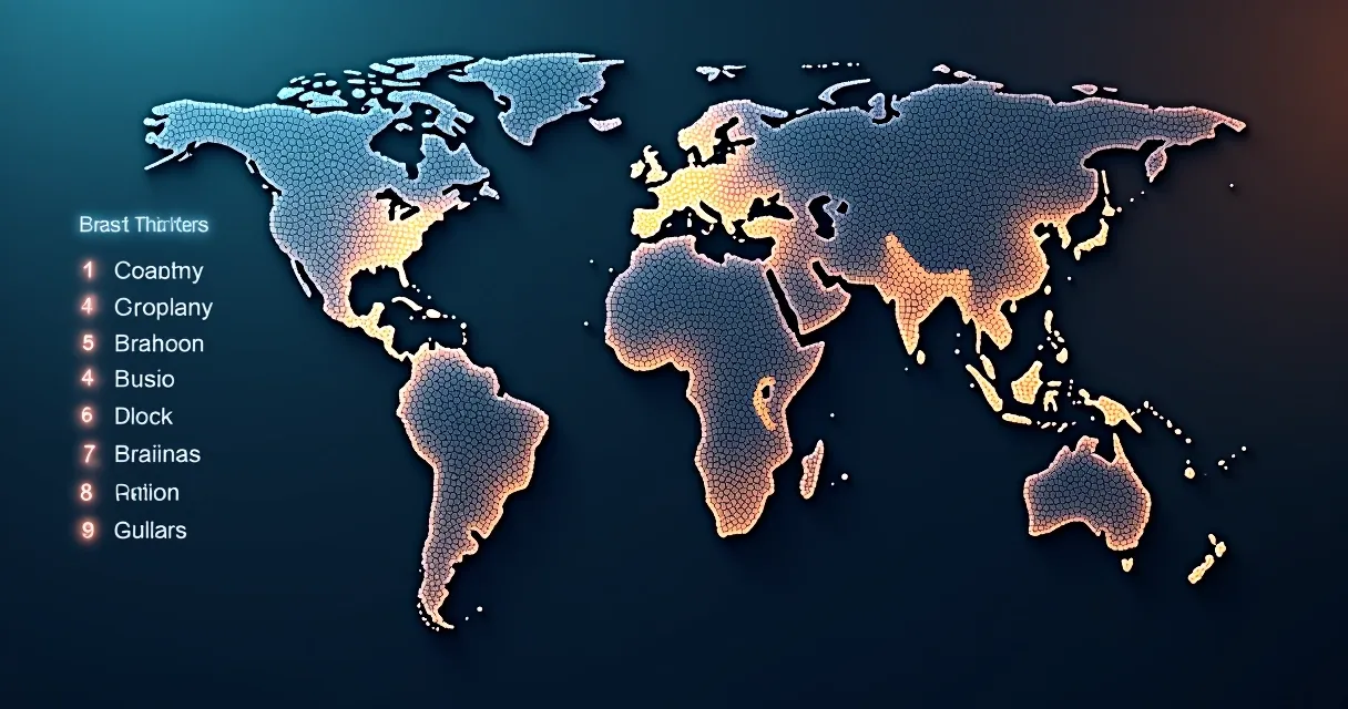 Mapa com segmentos de mercado destacados e listas de leads 