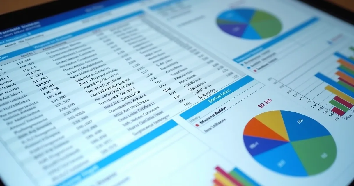 Planilha digital de empresas com dados segmentados e gráficos de análise