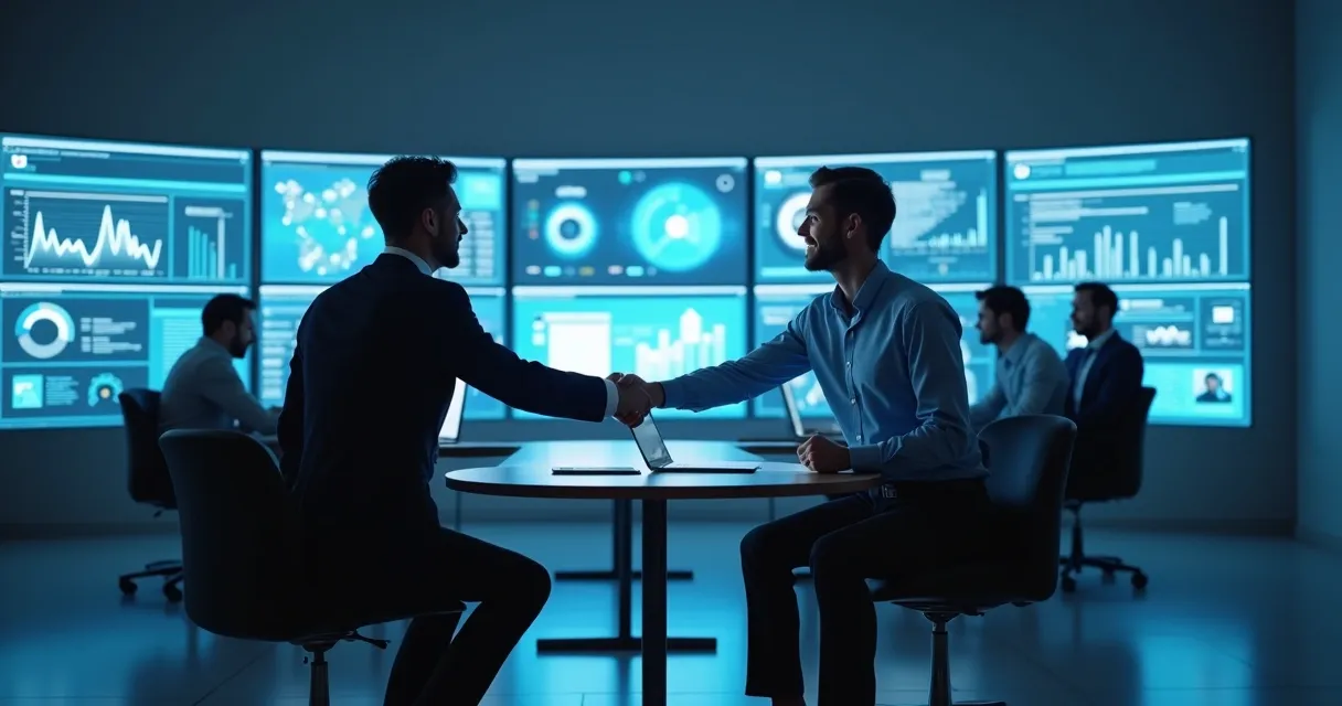 Representação visual de empresas negociando digitalmente 