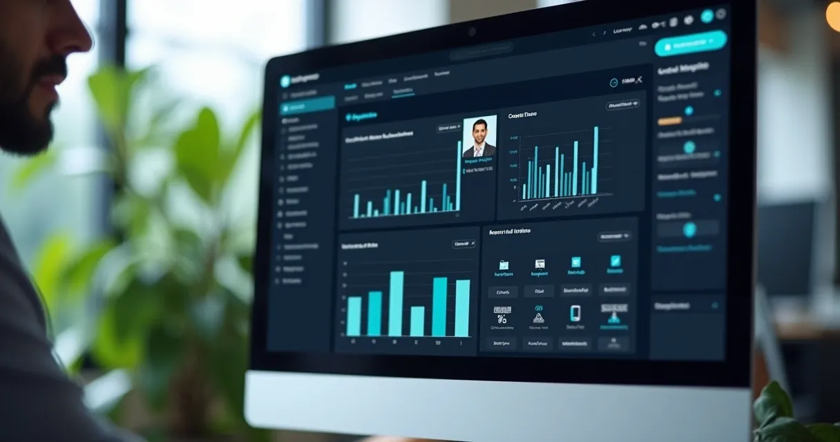 Interface mostrando integração entre CRM, ERP e dados de telefone