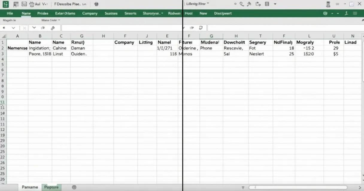 Planilha de leads antes e depois do enriquecimento de dados 