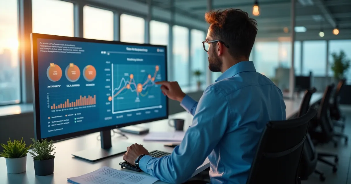 Representante comercial analisando tela com filtros de leads