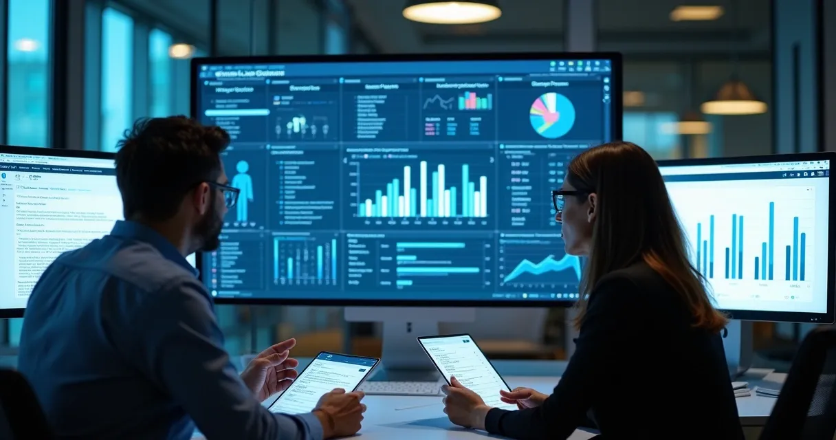Equipe analisando dados digitais para qualificação de leads 