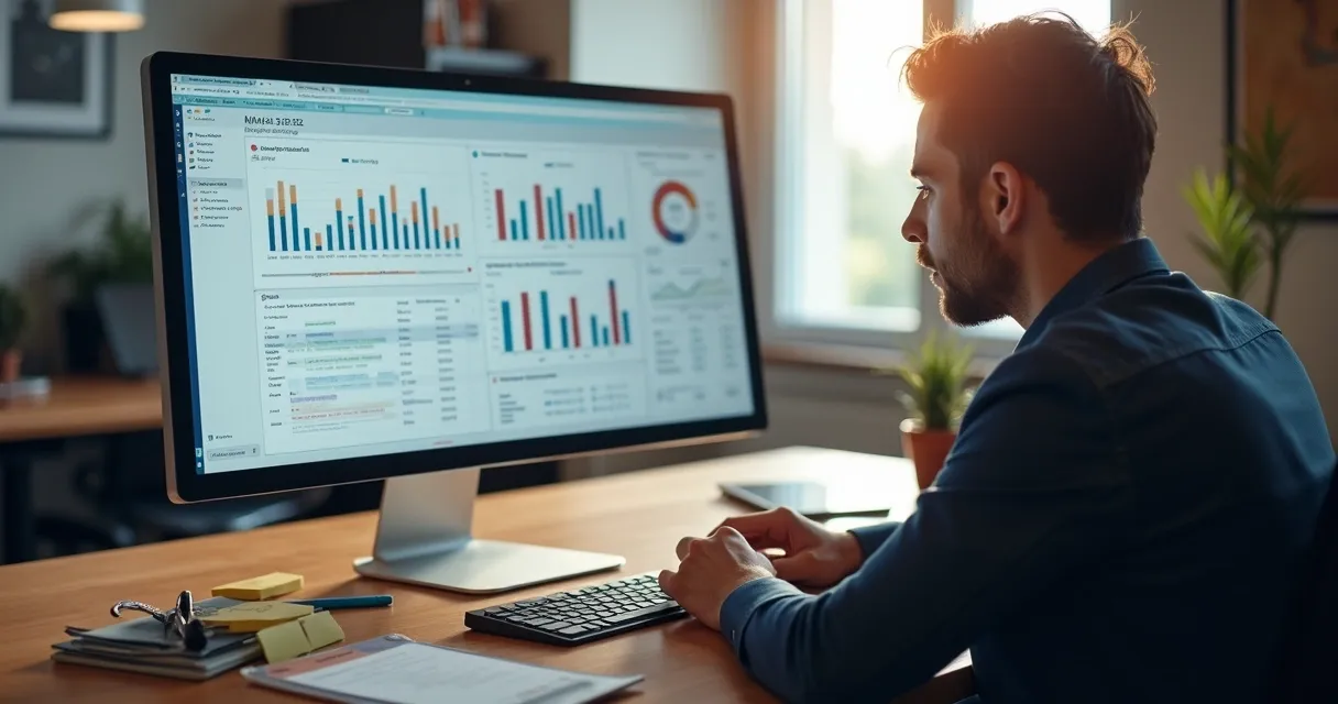 Pessoa analisando dados de lead qualificado na tela do computador 