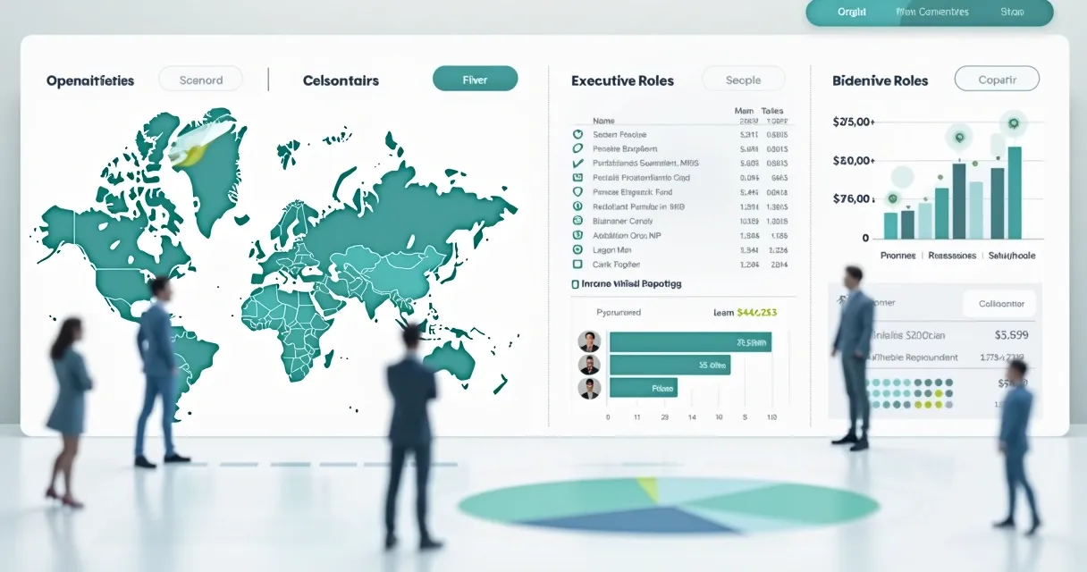 Dashboard mostrando filtros de segmento, porte, localização e cargo para segmentação de empresas 