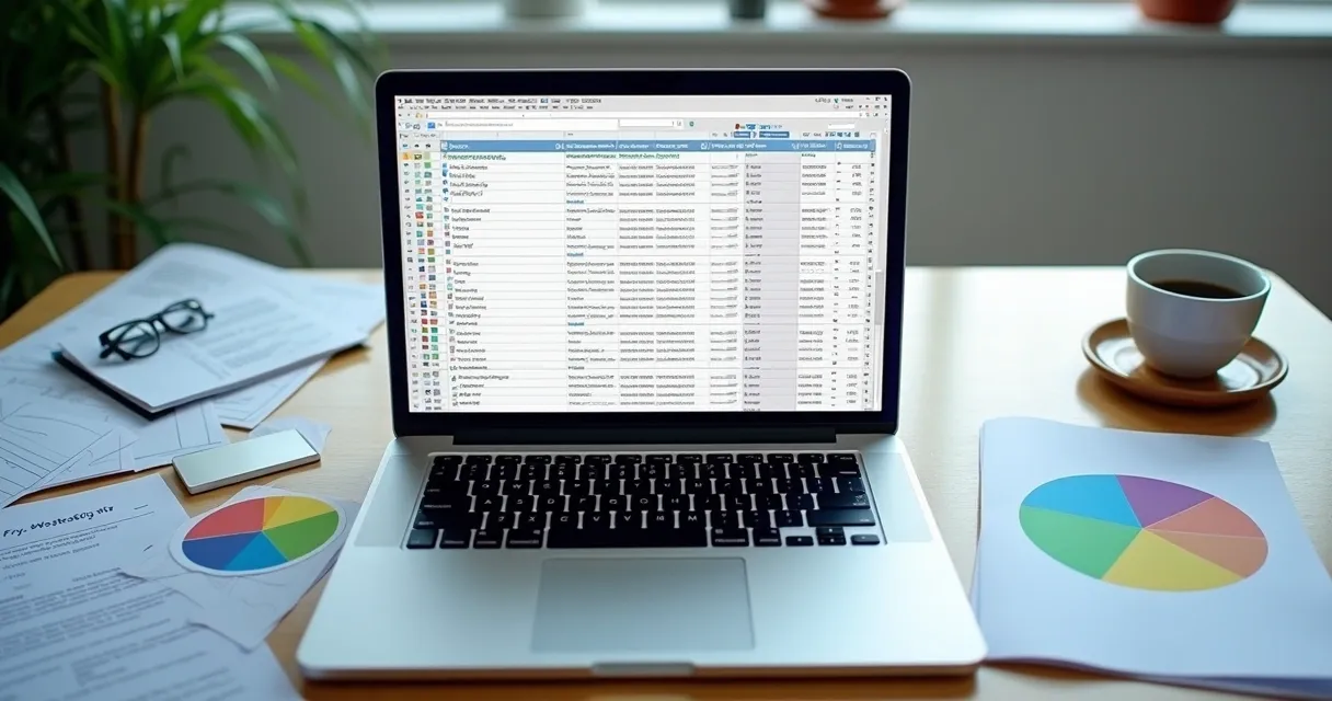 Planilha b2b aberta no notebook com gráfico ao lado