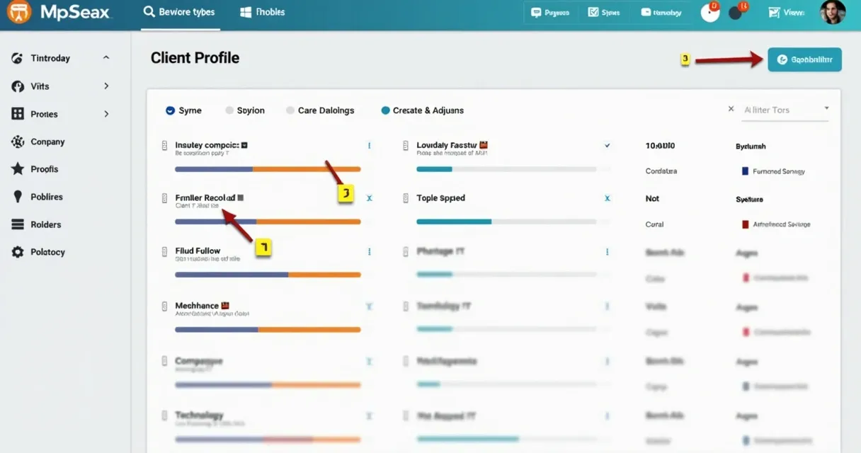 Tela colorida com filtros de perfil de cliente sendo ajustados 