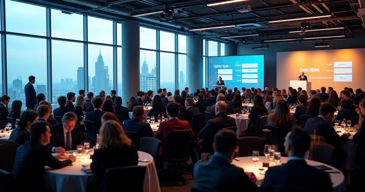 Audiência de evento B2B captando leads e trocando informações