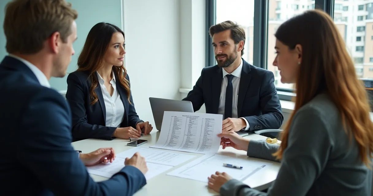 Síndico e administradora discutindo lista restrita de inadimplentes
