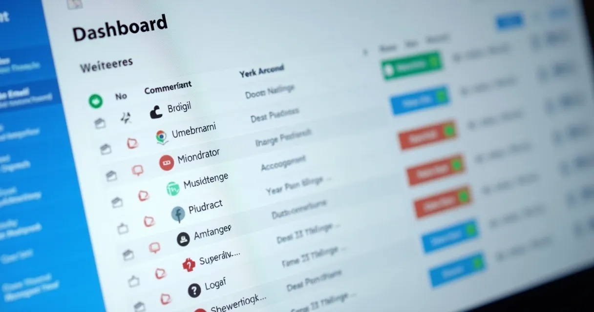Exemplo de tela de software apresentando lista de emails e status de verificação. 