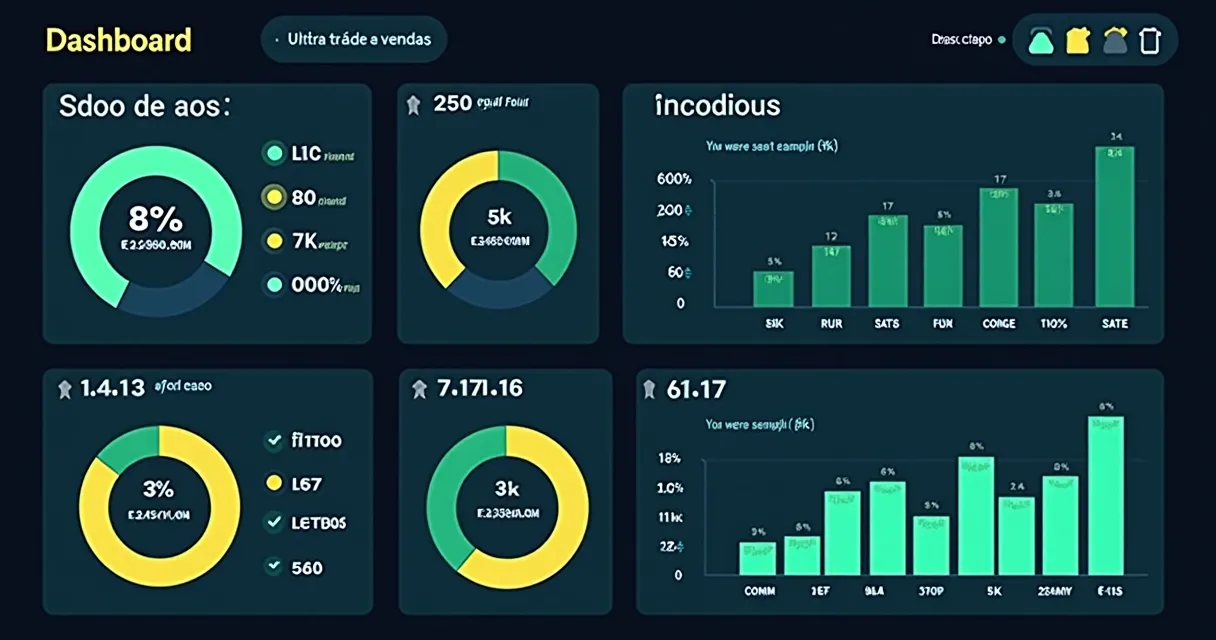 Tela de dashboard exibindo métricas de lead scoring: gráficos de conversão, funil de vendas, indicadores de LTV 
