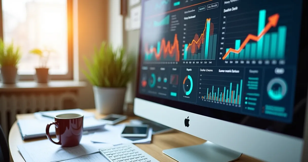 Tela de dashboard com indicadores de vendas, financeiro e marketing 
