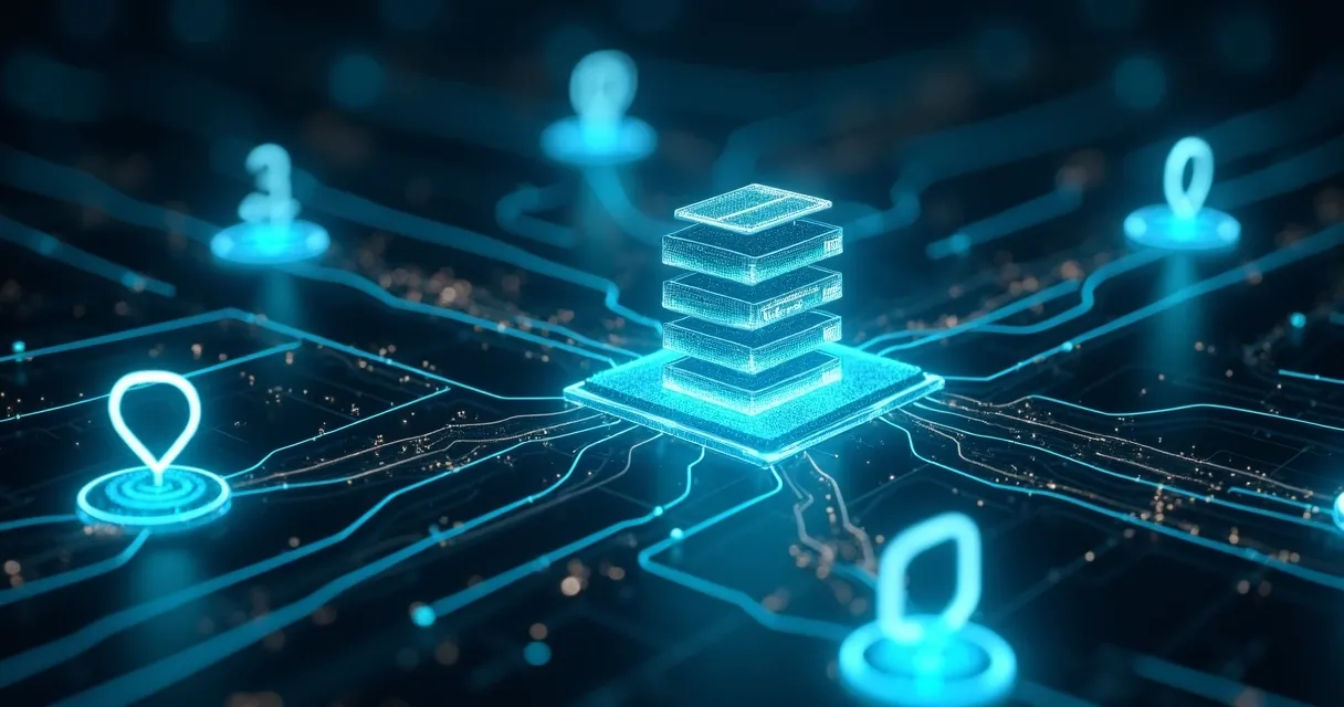 Diversos fluxos de dados conectando bases de dados virtuais