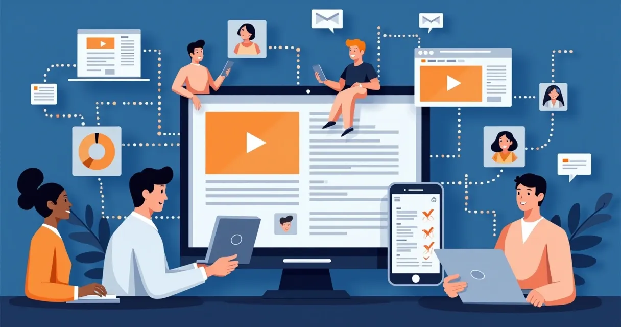 Processo de nutrição de leads com conteúdo em vários formatos, em dispositivos diferentes