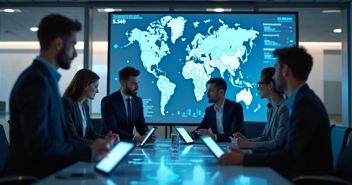 Equipe coletando dados de empresas em planilhas