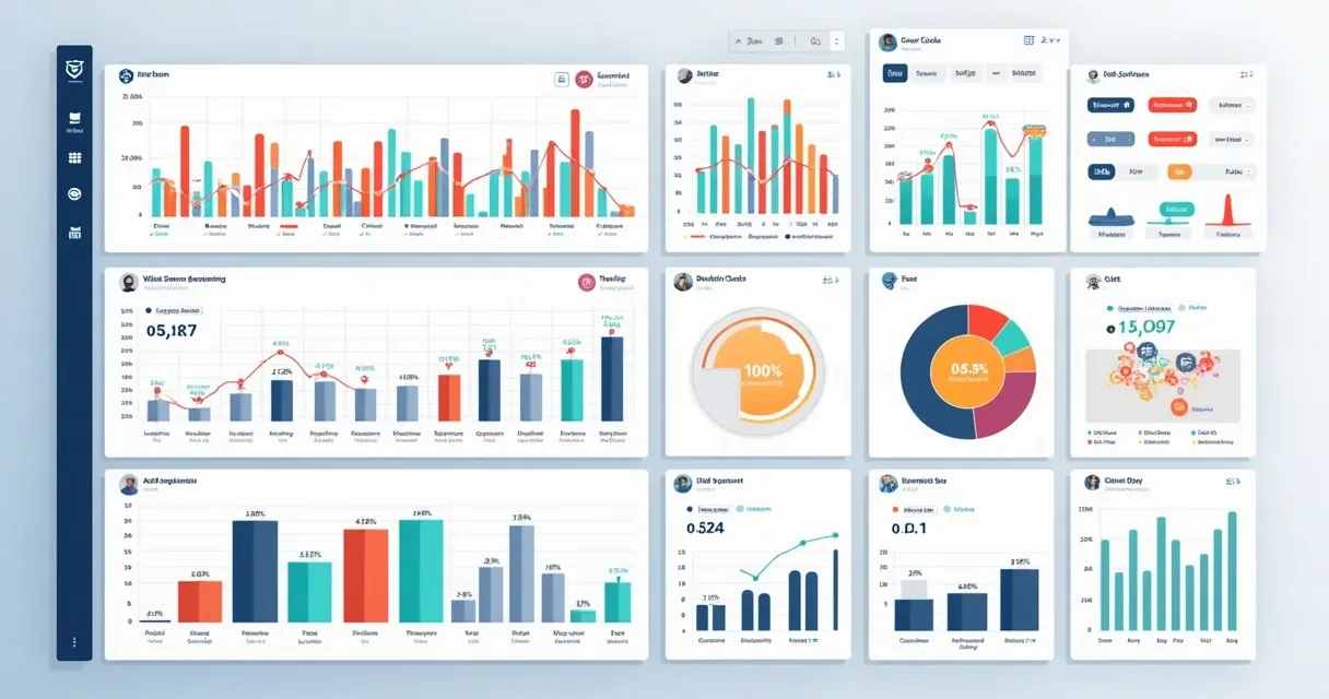 Representação visual de pontuação de leads SaaS, com gráficos coloridos e indicadores de qualificação